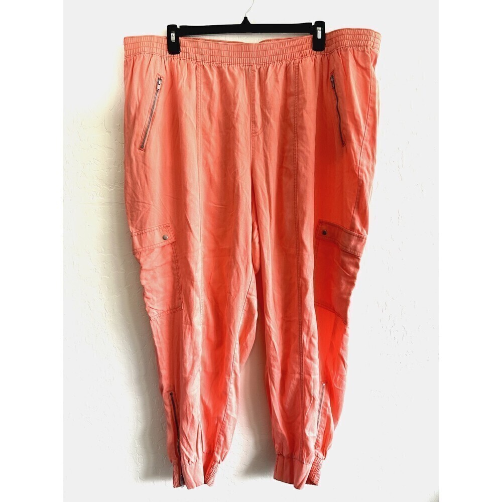 Lane Bryant Orange Pull on Trousers Woman's Size‎ 26/28 Elastic Waist summer